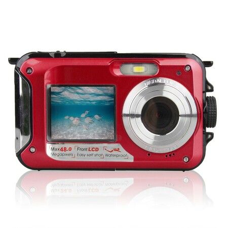 Waterproof Camera Underwater Cameras For Snorkeling Full HD 2.7K 48MP Video Recorder Selfie Dual Screens 10FT 16X Digital Zoom Waterproof Digital Camera Digital Cameras