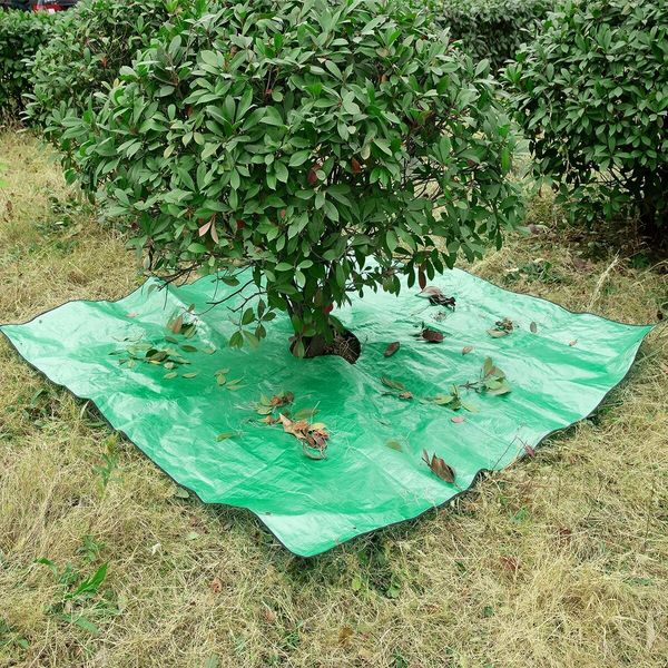 Landscape Tarp for Trimming with 12 inch Hole, Garden Tree Pruning Waterproof Tarp