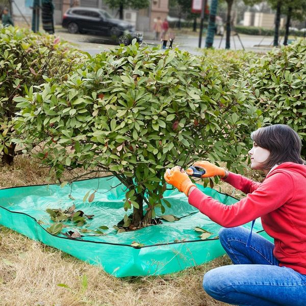 Landscape Tarp for Trimming with 12 inch Hole, Garden Tree Pruning Waterproof Tarp