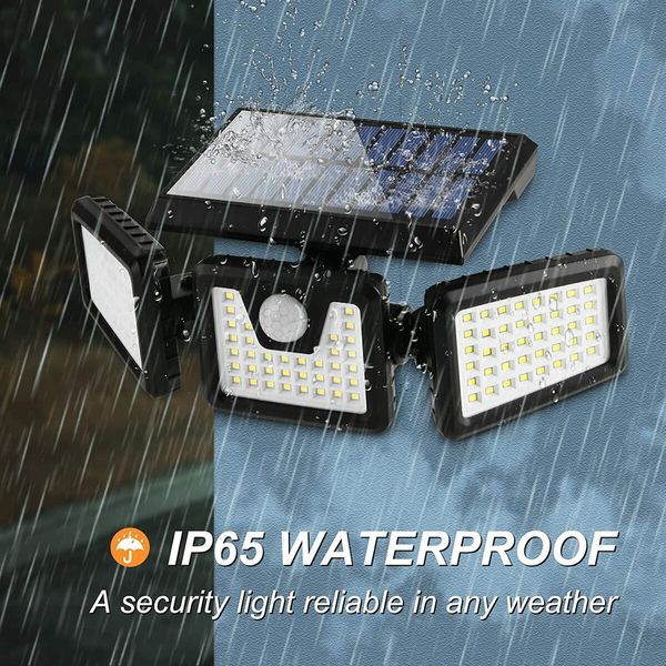 2 Pcs LED Cordless Solar Motion Sensor Lights  Waterproof  Solar Lights Outdoor Security LED Flood Light