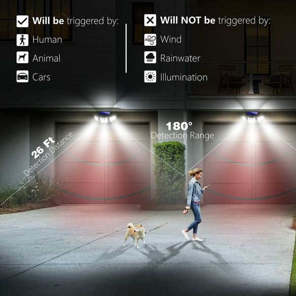 2 Pcs LED Cordless Solar Motion Sensor Lights  Waterproof  Solar Lights Outdoor Security LED Flood Light