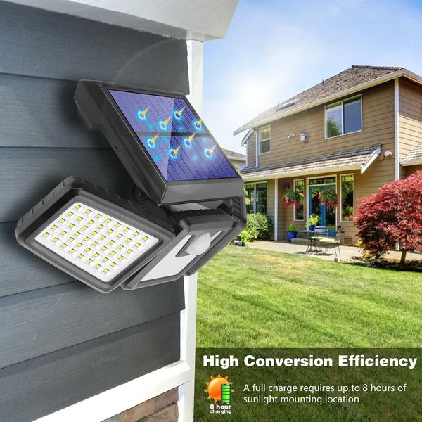 2 Pcs LED Cordless Solar Motion Sensor Lights  Waterproof  Solar Lights Outdoor Security LED Flood Light