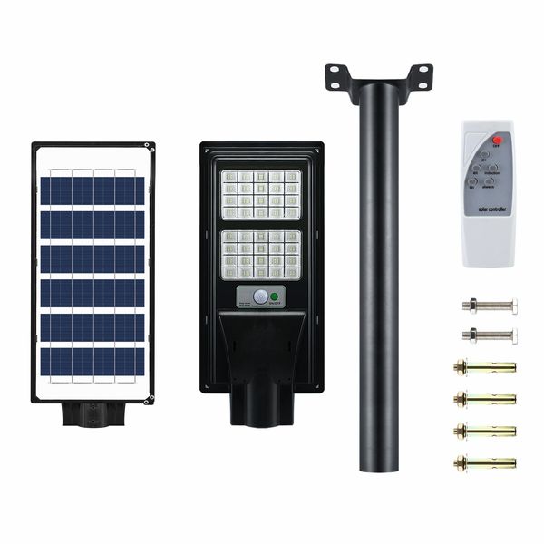 Solar Street LED Light Motion Sensor Remote Outdoor Garden Yard Flood Down Lamp Security Parking Lot Spot Floodlight Pole Waterproof 160 LEDs 200W