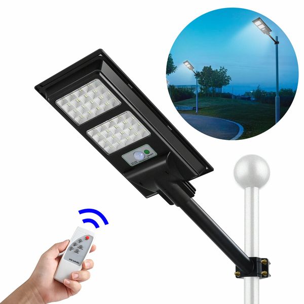 Solar Street LED Light Motion Sensor Remote Outdoor Garden Yard Flood Down Lamp Security Parking Lot Spot Floodlight Pole Waterproof 160 LEDs 200W