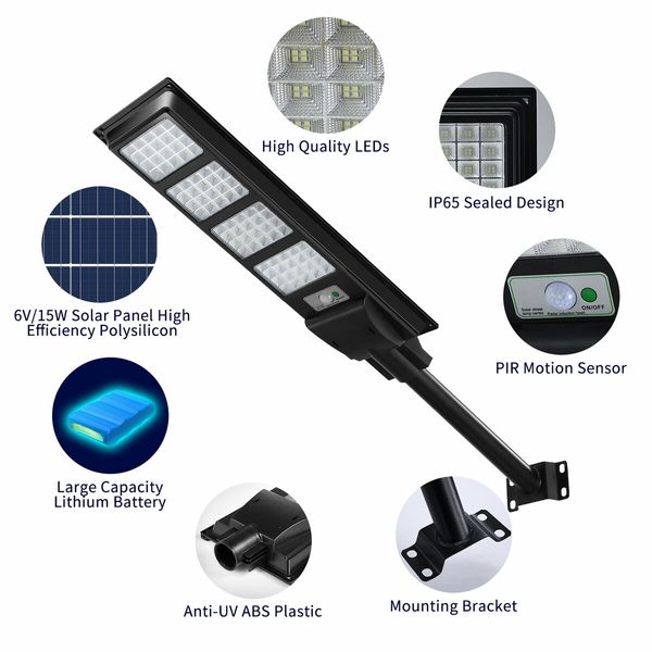 320 LED Solar Street Light 400W Remote Outdoor Garden Security Wall Lamp Floodlight Motion Sensor Flood Down Parking Lot Spot Pole Waterproof