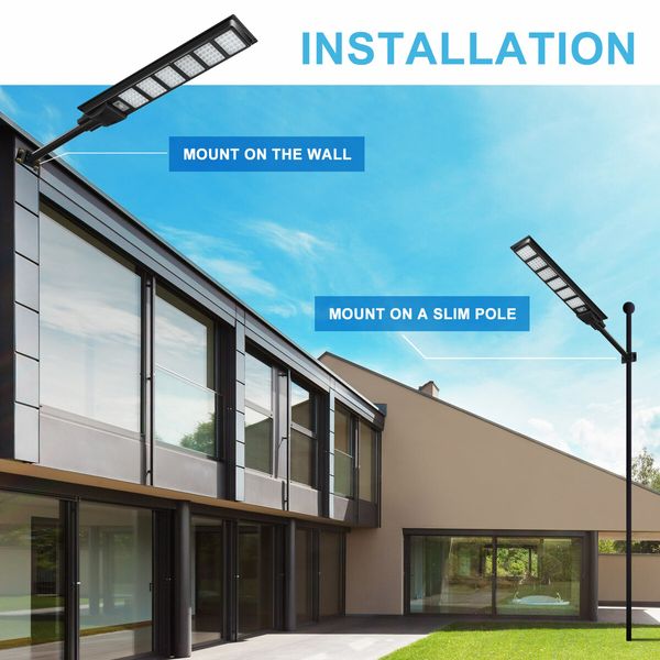 600W Solar Street Lights 480 LED Floodlight Motion Sensor Outdoor Garden Yard Security Flood Down Lamp Remote Control Waterproof Parking Lot Spot Pole