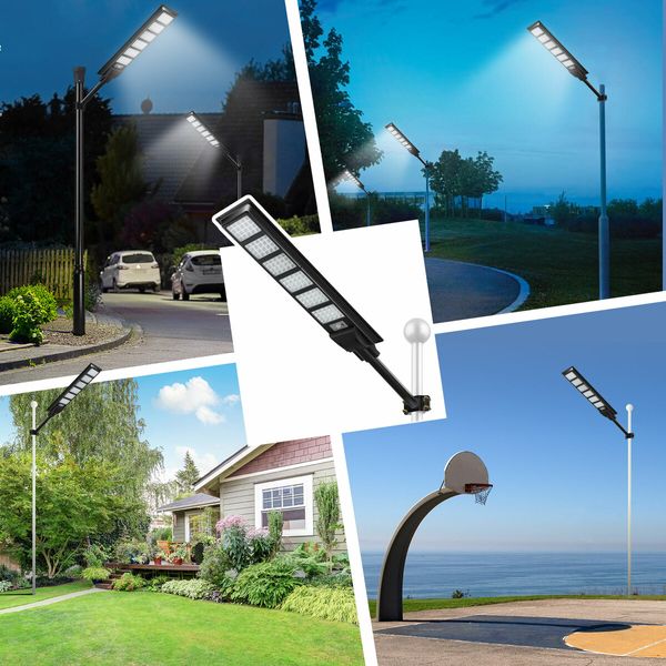 600W Solar Street Lights 480 LED Floodlight Motion Sensor Outdoor Garden Yard Security Flood Down Lamp Remote Control Waterproof Parking Lot Spot Pole