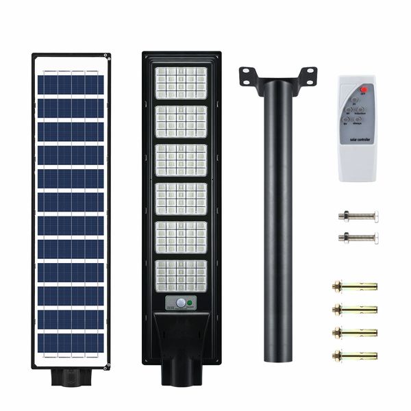 600W Solar Street Lights 480 LED Floodlight Motion Sensor Outdoor Garden Yard Security Flood Down Lamp Remote Control Waterproof Parking Lot Spot Pole