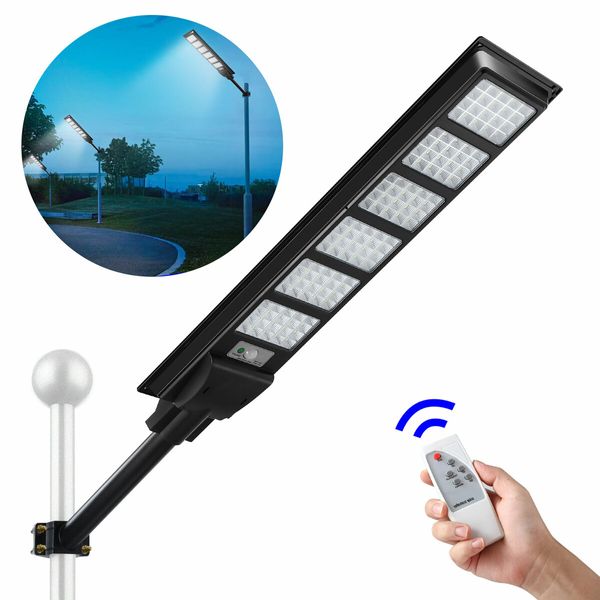 600W Solar Street Lights 480 LED Floodlight Motion Sensor Outdoor Garden Yard Security Flood Down Lamp Remote Control Waterproof Parking Lot Spot Pole