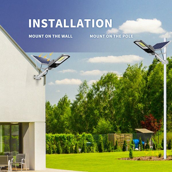 358 LED Solar Light 100W Street Sensor Remote Outdoor Garden Wall Flood Down Lamp Security Parking Lot Spot Floodlight Pole Waterproof