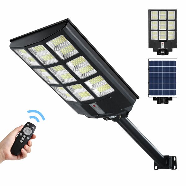 800W LED Solar Street Light Commercial Road Flood Lamp Motion Sensor Remote Outdoor Garden Wall Dusk To Dawn Patio Parking Lot Waterproof