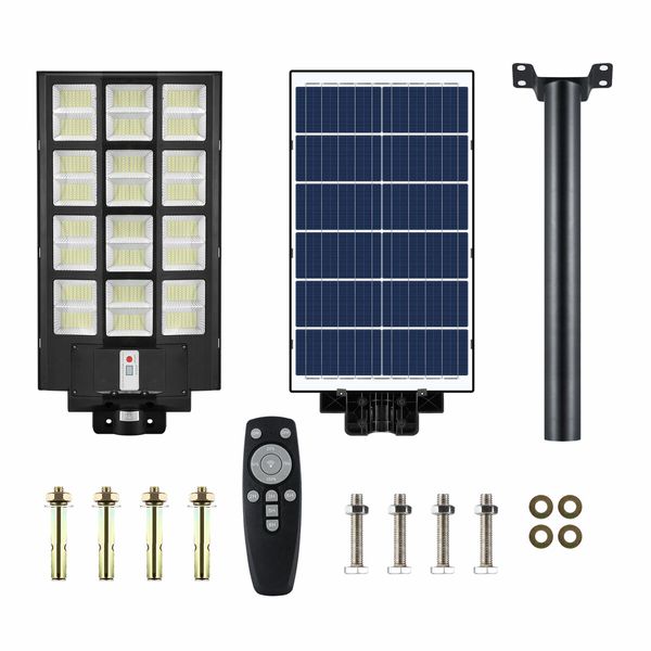 1000W Commercial LED Solar Street Light Road Lamp Motion Sensor Remote Outdoor Garden Wall Dusk To Dawn Patio Parking Lot Flood Pole Waterproof