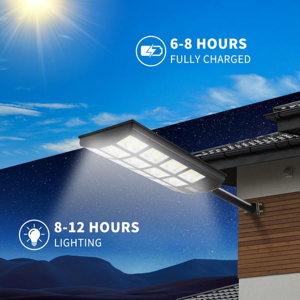 1000W Commercial LED Solar Street Light Road Lamp Motion Sensor Remote Outdoor Garden Wall Dusk To Dawn Patio Parking Lot Flood Pole Waterproof