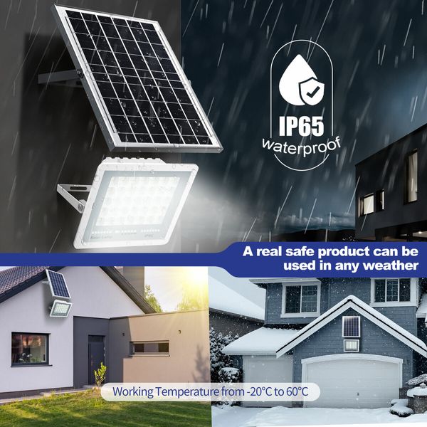 140 LED Solar Flood Light Sensor Street Outdoor Garden Remote Security Wall Lamp Floodlight Outside Waterproof Yard Driveway Patio Parking Lot 100W