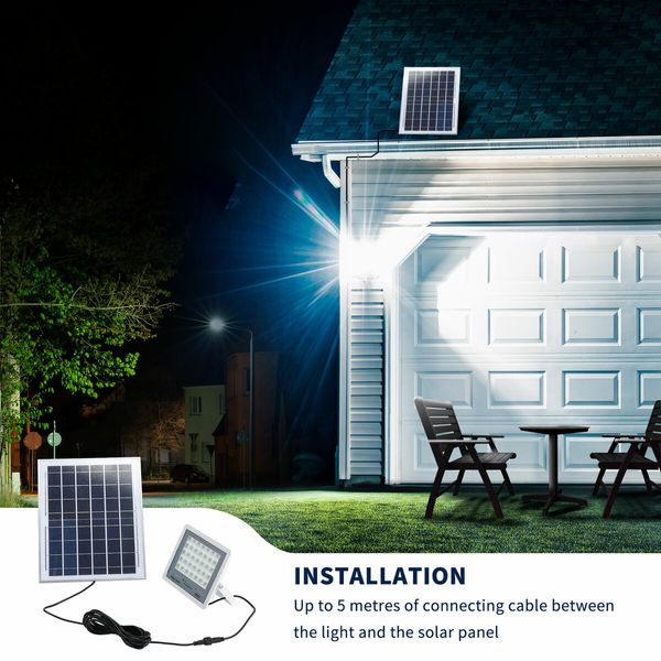 140 LED Solar Flood Light Sensor Street Outdoor Garden Remote Security Wall Lamp Floodlight Outside Waterproof Yard Driveway Patio Parking Lot 100W