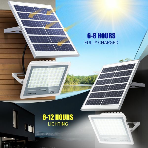 Solar Flood Street Light 216 LED Sensor Outdoor Garden Floodlight Remote Security Wall Lamp Outside Waterproof Yard Driveway Patio Parking Lot 200W