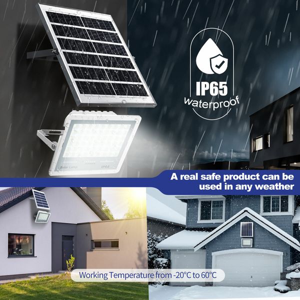 Solar Flood Street Light 216 LED Sensor Outdoor Garden Floodlight Remote Security Wall Lamp Outside Waterproof Yard Driveway Patio Parking Lot 200W