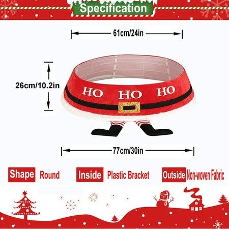 Christmas Tree Collar,Xmas Red Tree Ring for Artificial Trees,Foldable Reusable Tree Box Decor for Home,School,Office Party Decoration Santa Claus