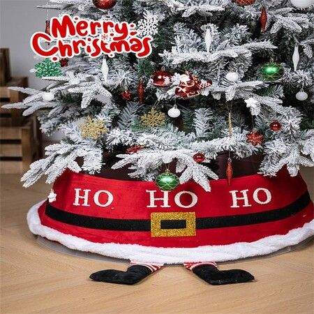 Christmas Tree Collar,Xmas Red Tree Ring for Artificial Trees,Foldable Reusable Tree Box Decor for Home,School,Office Party Decoration Santa Claus