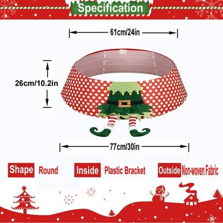 Christmas Tree Collar,Xmas Red Tree Ring for Artificial Trees,Foldable Reusable Tree Box Decor for Home,School,Office Party Decoration