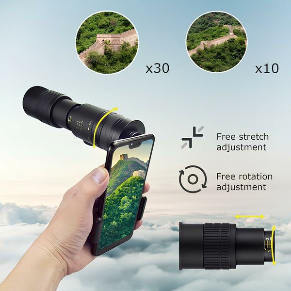 300x40 Monocular Telescope High Powered Zoom for Smartphone Handheld Monocular with Flexible Tripod for Hunting Bird Watching Travel