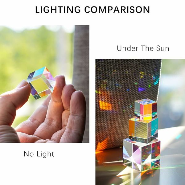 20mm RGB Dispersion Prism Optical Glass X-Cube Prism for Teaching Light Spectrum Physics- Gift of Light