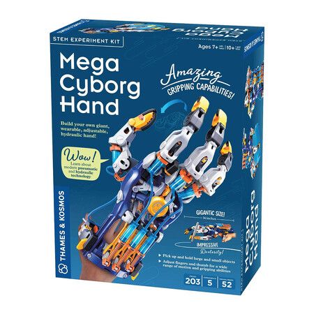 Mega Cyborg Hand STEM Experiment Kit, Build Your Own GIANT Hydraulic Hand, Learn Hydraulic and Pneumatic Systems