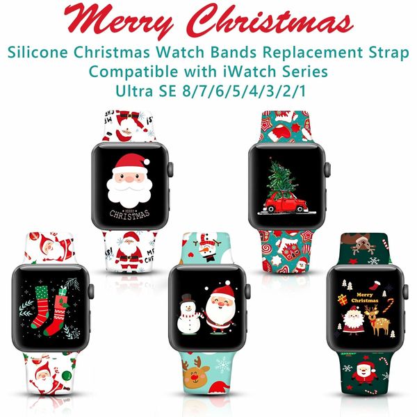 Christmas Grinch Apple Watch Band Compatible with Apple Watch Band 42mm/44mm/45mm iWatch SE Series 8 7 6 5 4 3 2 1,Soft Silicone Sport Replacement Strap Band for Girls (Size:42mm/44mm/45mm)