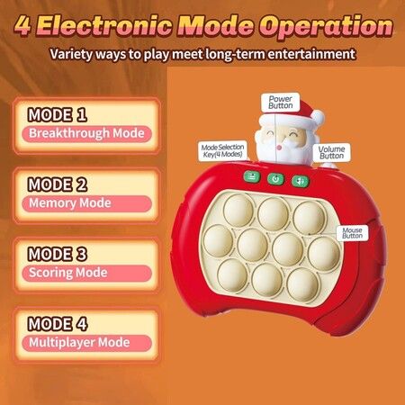 Christmas Handheld Game for Pop Fidget Game Toys, Quick Push Game, Bubble Stress Pop Light Up Game, Mini Games Sensory Toys for Autistic Children