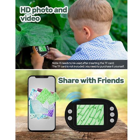 Handheld Microscope Kit for Kids, Catch Video and Photo, Rechargeable 1000X HD Microscopes Camera Toys