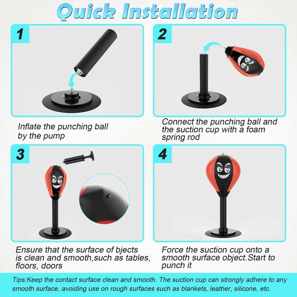 Desktop Punching Bag Stress Buster with Suction Cup for Office Table and Counters Heavy Duty Stress Relief Desk Boxing Punch Ball-Black