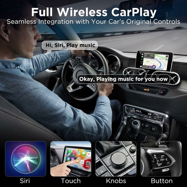 Wireless Carplay Adapter,2023 Style for Apple OEM Wired CarPlay,Convent Wired to Wireless CarPlay Dongle for Car with USB A/USB C,Wireless Control Plug & Play Easy Setup