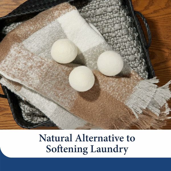 Wool Dryer Balls, Natural Fabric Softener, Reusable, Reduces Clothing Wrinkles and Saves Drying Time (6Pcs)