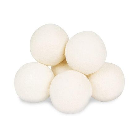 Wool Dryer Balls, Natural Fabric Softener, Reusable, Reduces Clothing Wrinkles and Saves Drying Time (6Pcs)