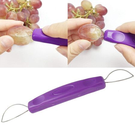 Grape Peeler, Fruit Grape Skin Peeler Remover Mini Portable Kitchen Gadget Peeling Tool Purple 7.0x0.8in