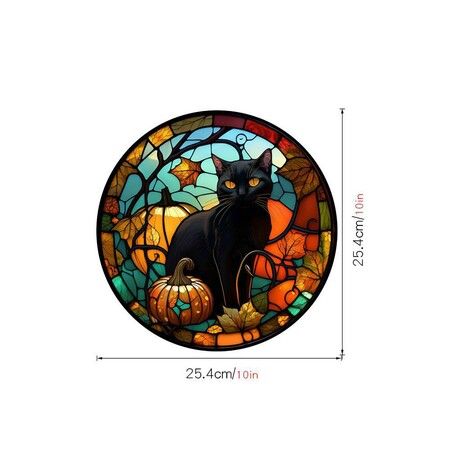 Halloween Horror Castle Black Cat Window Stickers, PVC, No Glue, Static Decorative, Colorful, Party, Home, On Glass