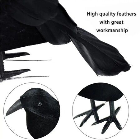 Small Simulation Fake Bird, Realistic Halloween Black Crow Model, Home Decoration, Scary Animal Toys, Lightweight (6 Pack)