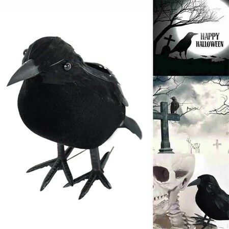 Small Simulation Fake Bird, Realistic Halloween Black Crow Model, Home Decoration, Scary Animal Toys, Lightweight (6 Pack)