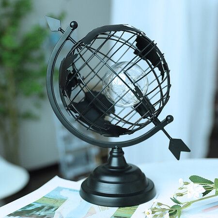 LED Art Creative Office Decoration Living Room Study Rotating Globe Bedside Nightlight