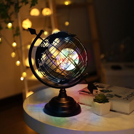 LED Art Creative Office Decoration Living Room Study Rotating Globe Bedside Nightlight