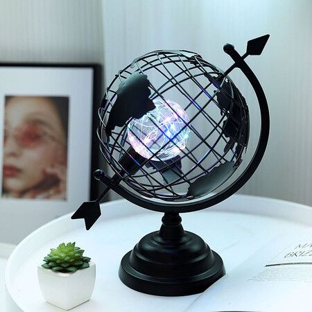 LED Art Creative Office Decoration Living Room Study Rotating Globe Bedside Nightlight