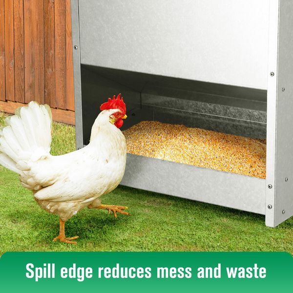 Chicken Food Feeder Auto Treadle Poultry Chook Feed Supplies Automatic Dispenser Rat Water Proof Galvanised Steel Feeding Equipment 22kg