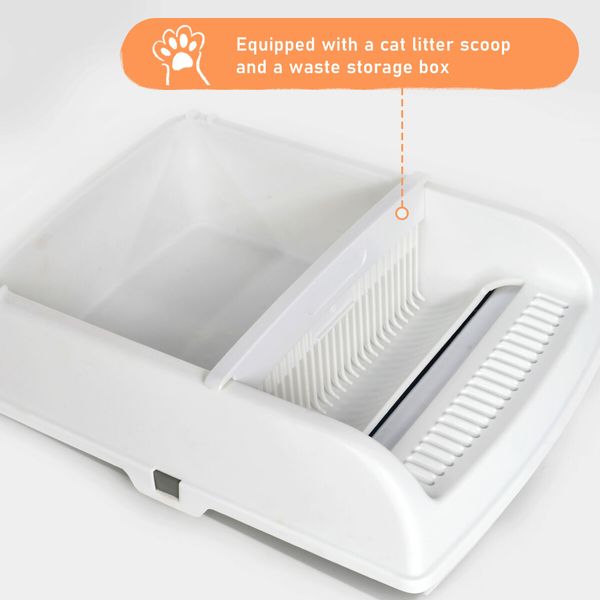 Cat Litter Tray Box Kitty Enclosed Large Pet Toilet Top Entry Furniture Removable Covered Hooded Plastic With Tray Scoop