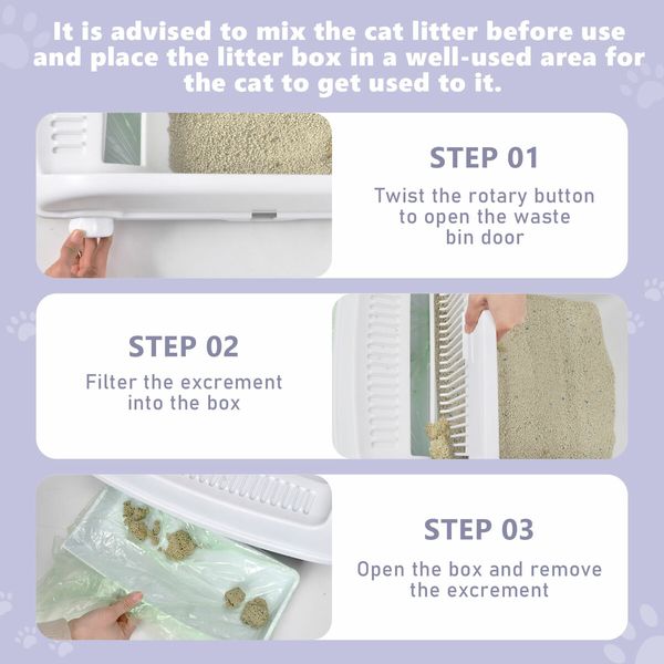 Cat Litter Tray Box Kitty Enclosed Large Pet Toilet Top Entry Furniture Removable Covered Hooded Plastic With Tray Scoop