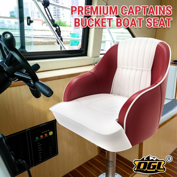 OGL Boat Seat Chair Marine Bucket Helm Captain Pontoon Vinyl Upholstery Foam Cushion Water UV Wind Proof 19.5x22x21.5 Inches