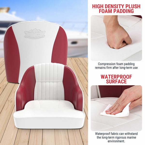 OGL Boat Seat Chair Marine Bucket Helm Captain Pontoon Vinyl Upholstery Foam Cushion Water UV Wind Proof 19.5x22x21.5 Inches