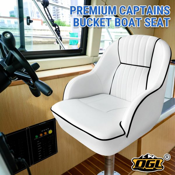 OGL Boat Seat Chair Bucket Helm Marine Pontoon Captain Vinyl Upholstery Foam Cushion UV Water Wind Proof 19.5x22x21.5 Inches