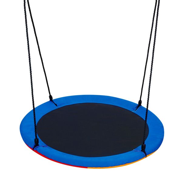 Tree Swing Seat Chair Set Childrens Hanging Outdoor Indoor Round Flying Saucer Playset Outsides Garden Camping 2 Sides Disc Straps Carabiners Kidbot