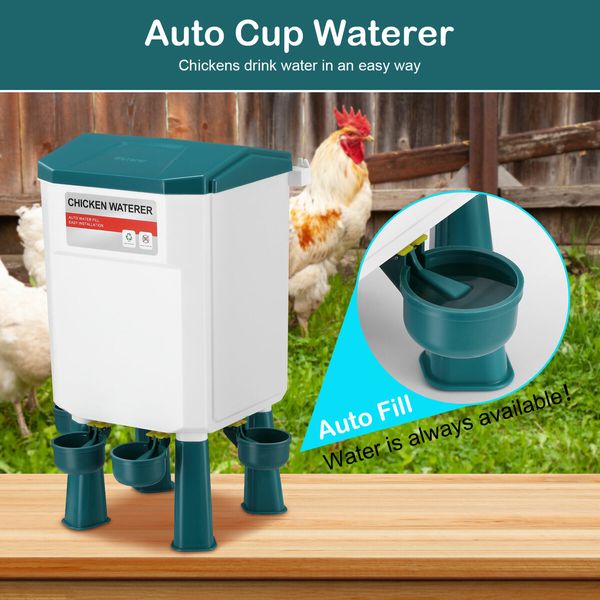 Chicken Water Feeder Treadle Poultry Feeding 12KG Large Capacity 11L Waterer Set Automatic Food Dispense Rat Bird Proof