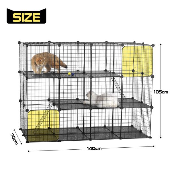 Cat Cage DIY Enclosure Pet Crate Rabbit Hutch Pet Scene Kitty Kennel Bunny Ferret Home Playpen Detachable Metal Wire